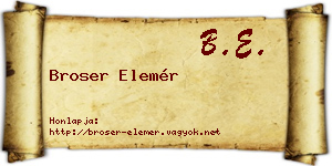 Broser Elemér névjegykártya